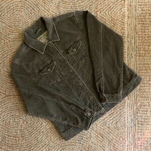 VINTAGE Eddie Bauer Green Cord Trucker Jacket Women's Size L